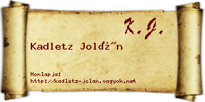 Kadletz Jolán névjegykártya